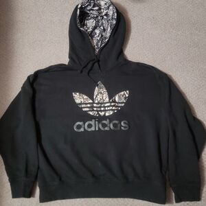 Adidas Black Hoodie with Snake Pattern Logo